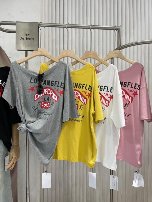 Wide Neck Casual Printed T-Shirts